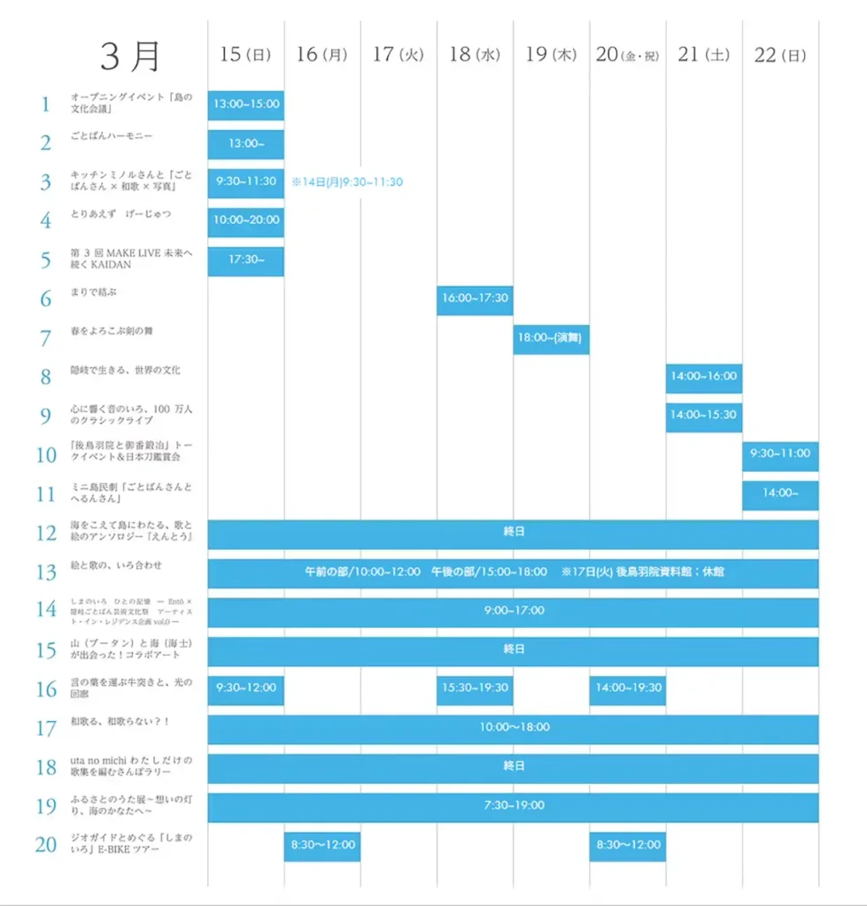 開催スケジュール