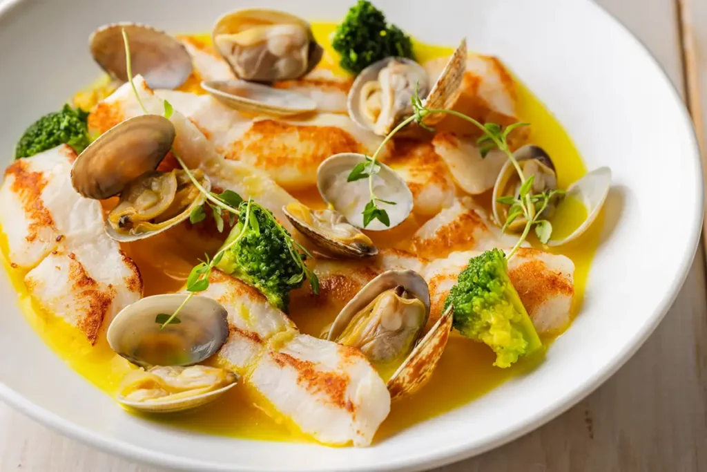 白身魚とアサリのブイヤベース風