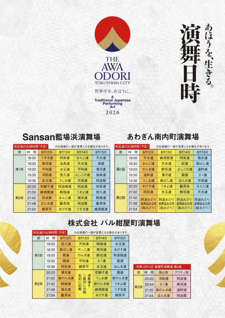 出演連の一覧表
